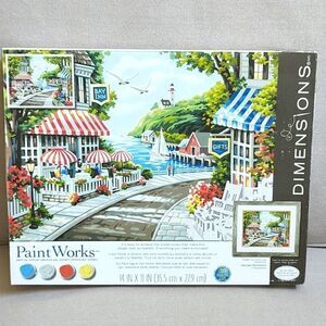 Dimensions Paint Works Cafe by the Sea Paint by Number Kit Unopened Box